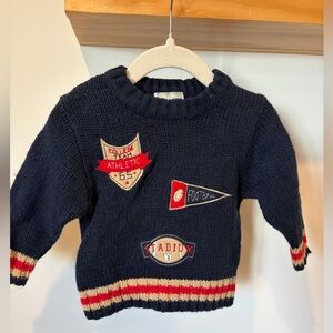 VTG 90s BOYZ by Nanette Navy Varsity Football Knit Sweater — 12m